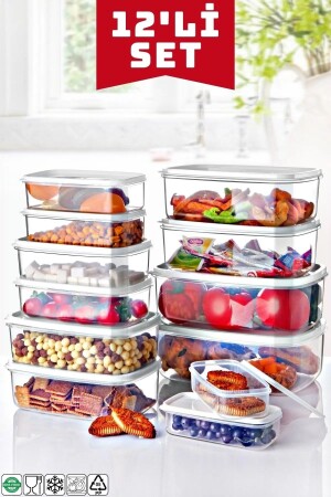 Set of 12 Rectangular Storage Containers Set White OPH-000281 - Open Home Concept
