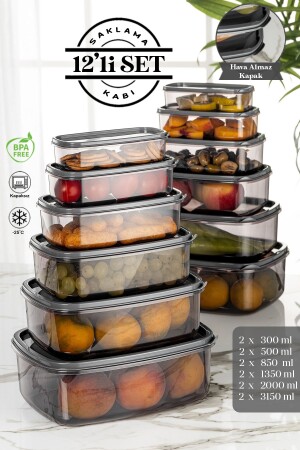Set of 12 Rectangular Sweet Storage Containers - Platinum Series MCH-124 - Meleni Home