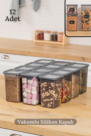 Set of 12 Vacuumed Square Food Storage Containers with Silicone Lid - 12x(1). 3 LITER) Antras HMNV-12ANTRASIT-AK772 - HOMENIVA