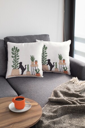Set of 2 43x43cm Premium Thai Feather Stain-Repellent Fabric Double-Sided Throw Pillow Pillow Case Cactus Krl444 KRL034 - Viva Home