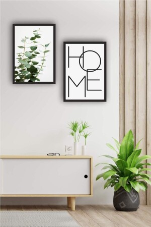 Set of 2 Black Framed Home Eucalyptus Wall Decoration Painting - Beedene