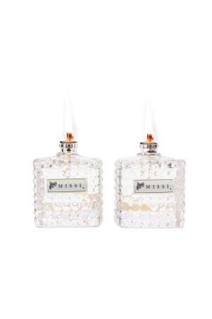 Set of 2 Black Vanilla Scented Square Crystal Glass Bottle Lamp Set 2x100 ml KNDOVL3 - Missi