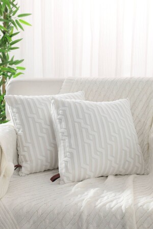 Set of 2 Bohemian Patterned Special Design Punch Throw Pillow Covers - Cream - Favora