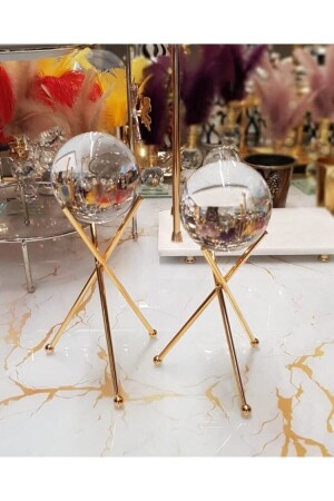 Set of 2 Crossed Footed Globe Gold Home/Office Decoration - Kirat Home Design