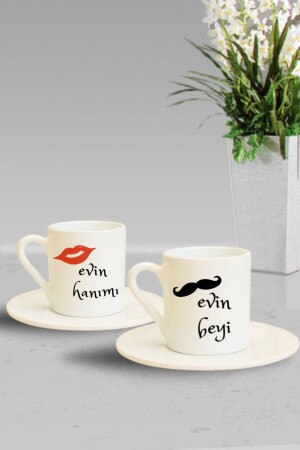 Set of 2 Evim Hanımı-bey Designed Turkish Coffee Cups he-f-2015 - Hediyexpres