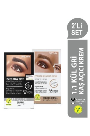 SET OF 2 Eyebrow Dye 1. 1 ASH GRAY + Eyebrow Lightening Cream (vegan) - Neva