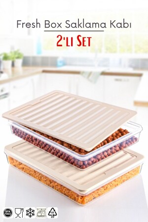 Set of 2 Freshbox Microwave and Freezer Suitable Storage Container Cream - Nandy Home