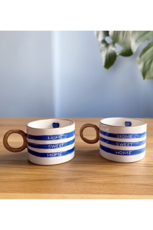 Set of 2 Handmade Home Sweet Home Ceramic Coffee Cups BV149 - Barro Valiente
