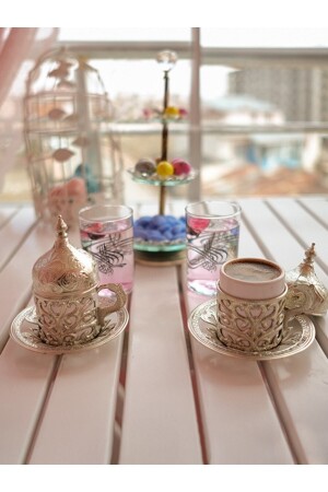 Set of 2 Ivy Patterned Coffee Cups Silver Camaradaavm0031 - CamaradaAVM