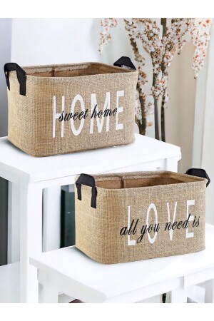 Set of 2 Jute - Closet Laundry Children's Room Toy Organizer Folding - Storage Basket Organizer - Prendi Home
