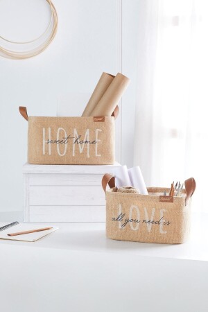 Set of 2 Jute - Closet Laundry Children's Room Toy Organizer Folding - Storage Basket Organizer - Ocean Home Textile
