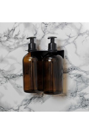 Set of 2 Labelless Glass Liquid Oil Bottle, Bathroom Shampoo Dispenser, Shower Gel Dispenser, Liquid Soap Dispenser HDA67 - Hobi Demir Sanat