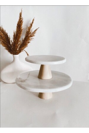 Set of 2 Marble Presentation Bowls with Wooden Legs madas103 - Madas Desıgn
