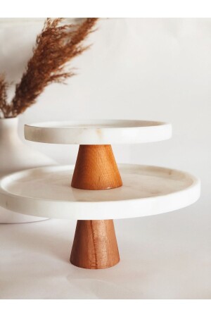 Set of 2 Marble Presentation Dish, Cookie Dish, Cake Presentation, Presentation Dish, Footed Presentation Dish madasset - Madas Desıgn