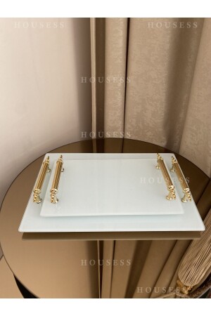 Set of 2 Promise Engagement Henna Tray White Decorative Rectangular Tray HSS-YPRK - Housess