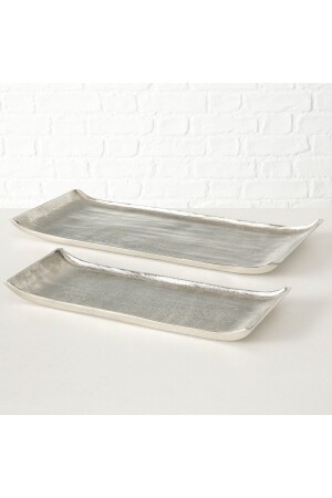 Set of 2 Silver Decorative Trays 18cm-26cm BO 3654600 - BOLTZE HOME