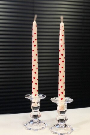Set of 2 Sisey Heart Candlestick Candle White Heart Scented Candle - Yaba