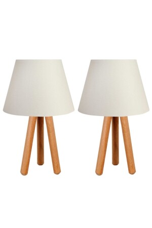 Set of 2 Three-Legged Wooden Lampshade White ev-33 - EvLight