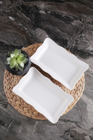 Set of 2 White Serenade Boat Plates 24x15x4cm SRNT-0214 - ŞURAMUTFAK