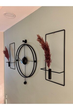 Set of 3 Black Versacem Time Metal Wall Clock 50*75, Modern Decorative Metal Wall Clock VersaceSiyah007 - MetaQuartz Aksesuar