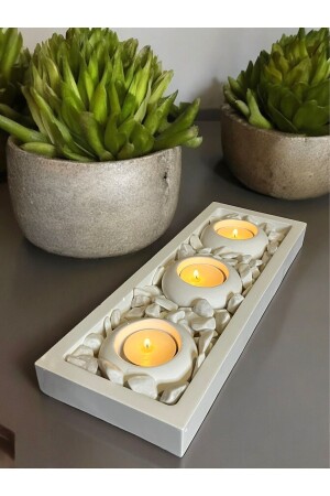 Set of 3 Candle Holders with Decorative Plate - Esdekorium