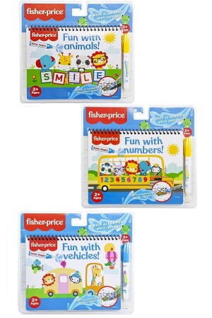 Set of 3 Fisher Price Vehicles Animals Numbers Magic Coloring Book Water Painting - Fisher Price