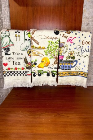 Set of 3 Fringed Cotton 40x60 Cm Printed Towels Hand Face Kitchen Towel Soft Patterned Water Absorbent Set TOWEL-SET-40x60 - CNR Garden