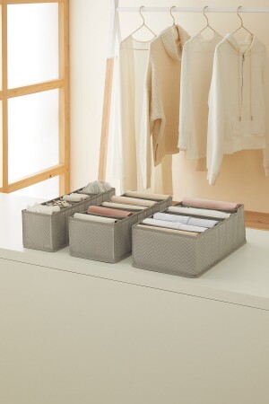 Set of 3 Gray Cabinet Drawer Accordion Type Folding Laundry Organizer - Ocean Home Textile
