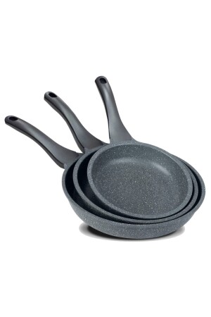 Set of 3 Gray Pans 20 Cm 24 Cm 28 Cm Gray THTVSETS - ThermoAD