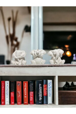 Set of 3 I haven't seen I haven't heard I don't know Elephant figurine & 8 Cm stone powder gift decorative object and figurine - Ludesign