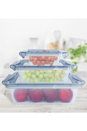 Set of 3 Lockable Storage Containers Picnic Camping Food Set (2 LT. - 1 LT. - 0.40 LT. )RH-314 - Dükkanönü