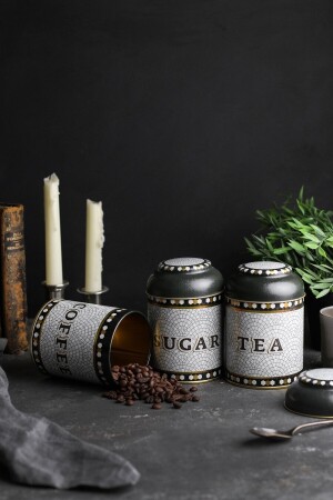 Set of 3 Metal Storage Containers 9 Cm Food Container Jar Set, Mosaic ERB05U1 - Evle