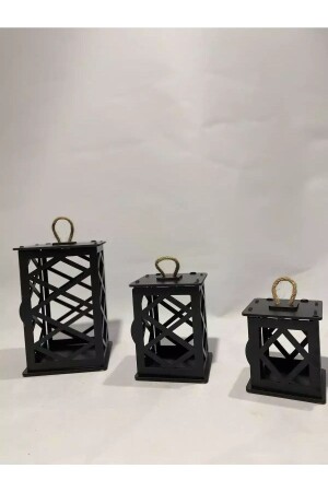 Set of 3 Mini Wooden Decorative Ornamental Lanterns - Homejamin