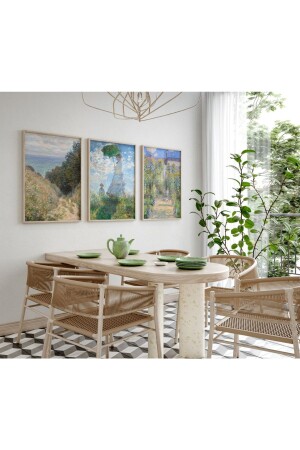Set of 3 Paintings with Natural Wooden Frame - Woodhomeworks