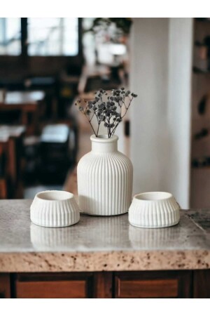 Set of 3 Scandinavian vase tealight candle holders - Gorgon Art