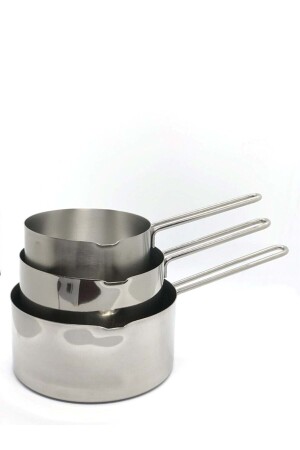 Set of 3 Stainless Steel Kacerola Milk Jug and Sauce Bowl 12-14-16 Cm - Doğuş Mutfak