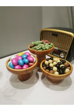 Set of 3 Sugar Bowl Turkish Delight Bowl Wooden Presentation Coffee Presentation Breakfast Presentation Decor Multi-Purpose Presentation ayr7778474hu - ayrawood