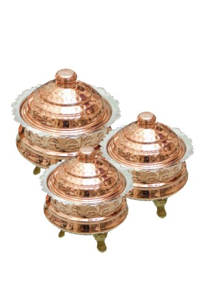 SET OF 3 SUGAR BOWLS WITH COPPER LID - Antepsepeti