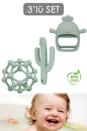 Set of 3 - Teether Hand Ball - Silicone Baby Teething Mitt - Cactus Baby Teether - Meleni Baby
