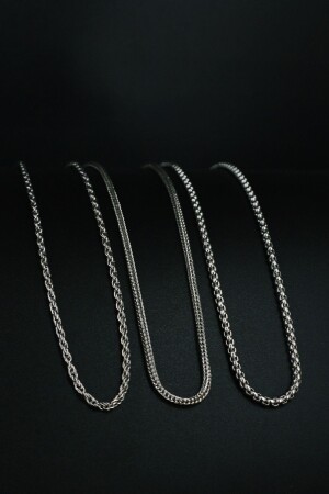 Set of 3 Twisted Fox and Knitted Chain Necklaces - Dukkanka