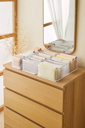 Set of 3 White Cabinet Drawer Accordion Type Folding Laundry Organizer - Ocean Home Textile