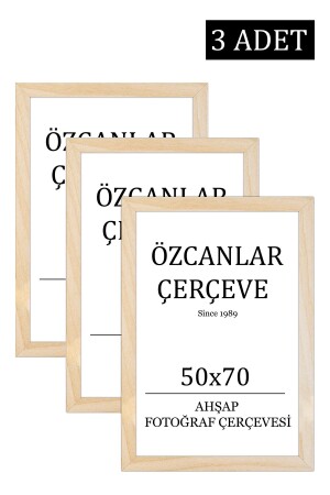 Set of 3 Wooden Frame Wooden Picture Frame 50x70 Natural Wooden Frame Raw Wood ÖZC-WOODENÜÇLÜ50X70 - ÖZCANLAR ÇERÇEVE