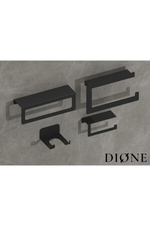 Set of 4, Black Toilet Roll Holder, Towel Rack, Blow Dryer Holder, Napkin Roll DSDKSET003 - Dione Store