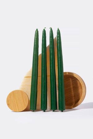 Set of 4 Green Candlestick Candles - Gizemli Home