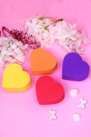 Set of 4 Heart Shaped Colorful Makeup Sponges - Iman Of Noble
