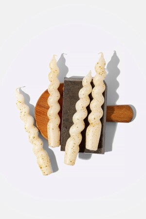 Set of 4 Italian Twisted Cream Gold Gilded Candlestick Candle GZMH-98565 - Gizemli Home