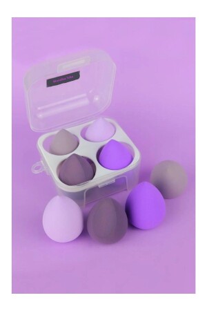 Set of 4 Makeup Sponges with Stand Mixed Color - Monalisatoka