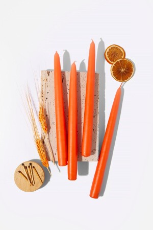 Set of 4 Orange Candlestick Candles - Gizemli Home