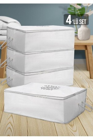 Set of 4 Plinth Storage Bag-printed Multi-Purpose Pillow Quilt Storage Box 65*45*24 Cm - Yellow Stary Home