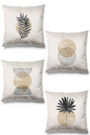 Set of 4 Suede Throw Pillow Covers with Double Sided Printed Opal Pattern - Pilloveland